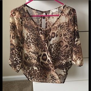Amber Blue- Shear leopard print top.